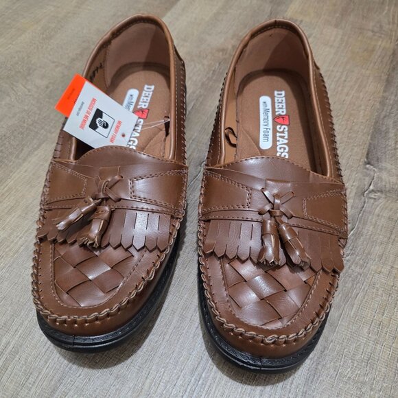 Men’s Brown Slip-On Loafers Tassel Moc Toe Comfort Memory Foam Size 10 - Picture 7 of 11